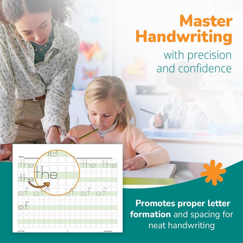 Channie's Channieâ€™s Practice Handwriting & Printing Paper Workbook One Page A Day, 250 Pages Front & Back, 125 Sheets, Grades PreK â€“ 1st, Size 8.5â€ x 11â€ Summer School, Summer Bridge - Image 3